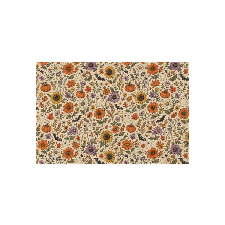 Autumn Sunflowers & Pumpkins Outdoor Rug | Fall Floral Porch Mat