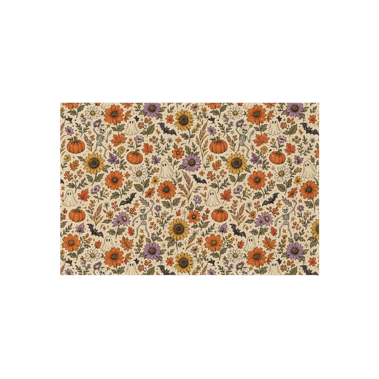 Autumn Sunflowers & Pumpkins Outdoor Rug | Fall Floral Porch Mat