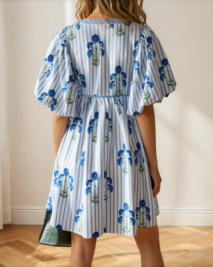 Catherine Puff-Sleeve Floral Mini Dress