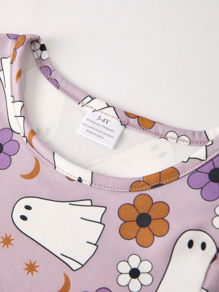 2 Piece Halloween Ghost Striped Girls Dress Set
