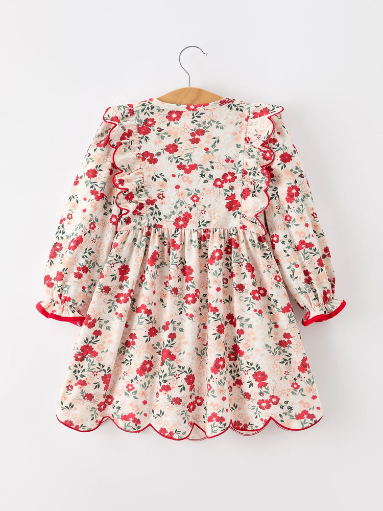 Fall Floral Bow Girls Twirl Dress