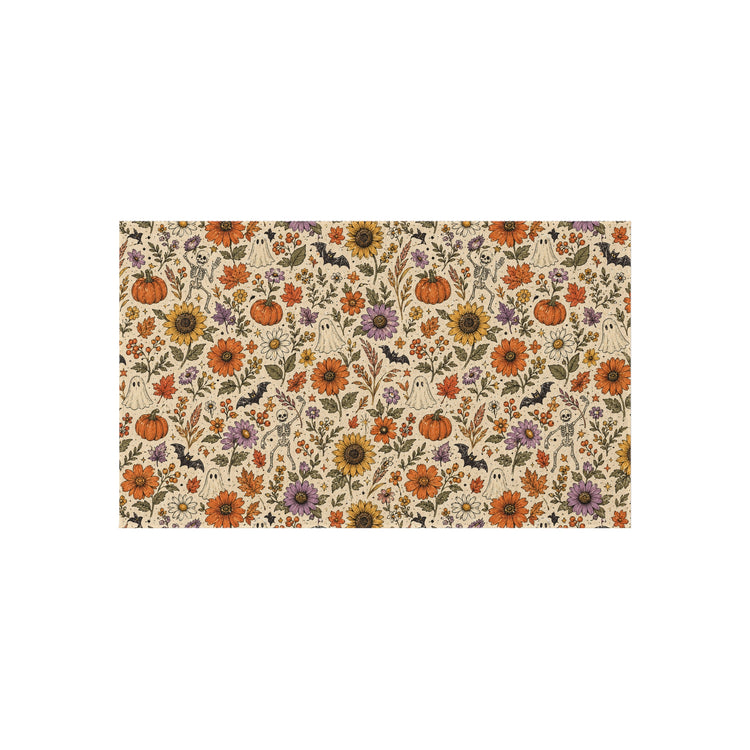 Autumn Sunflowers & Pumpkins Outdoor Rug | Fall Floral Porch Mat