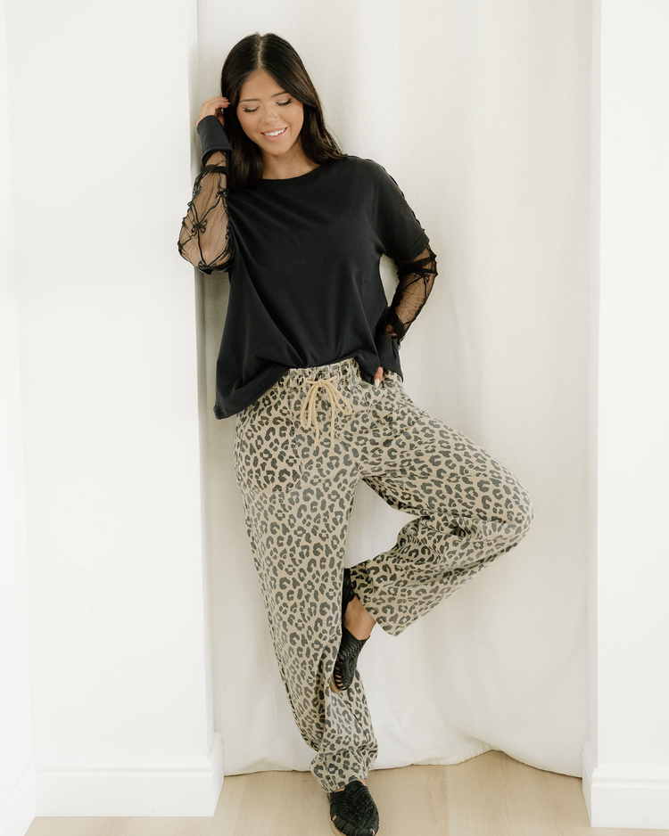 Collins Drawstring Elastic Waistband Pocketed Barrel Jeans