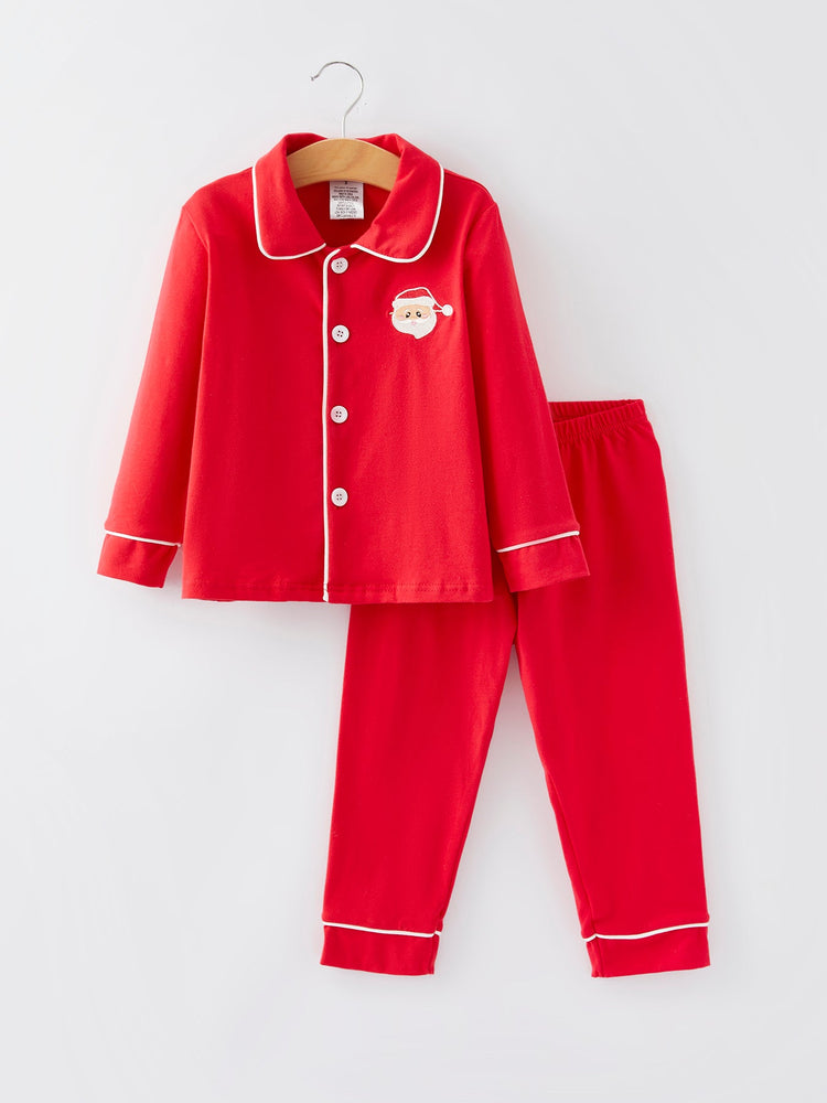 Christmas Red Boys Santa Claus Embroidered Pajamas