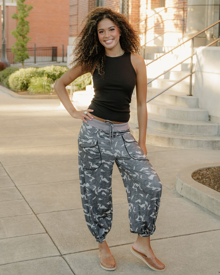 Camo Drawstring Jogger Pants