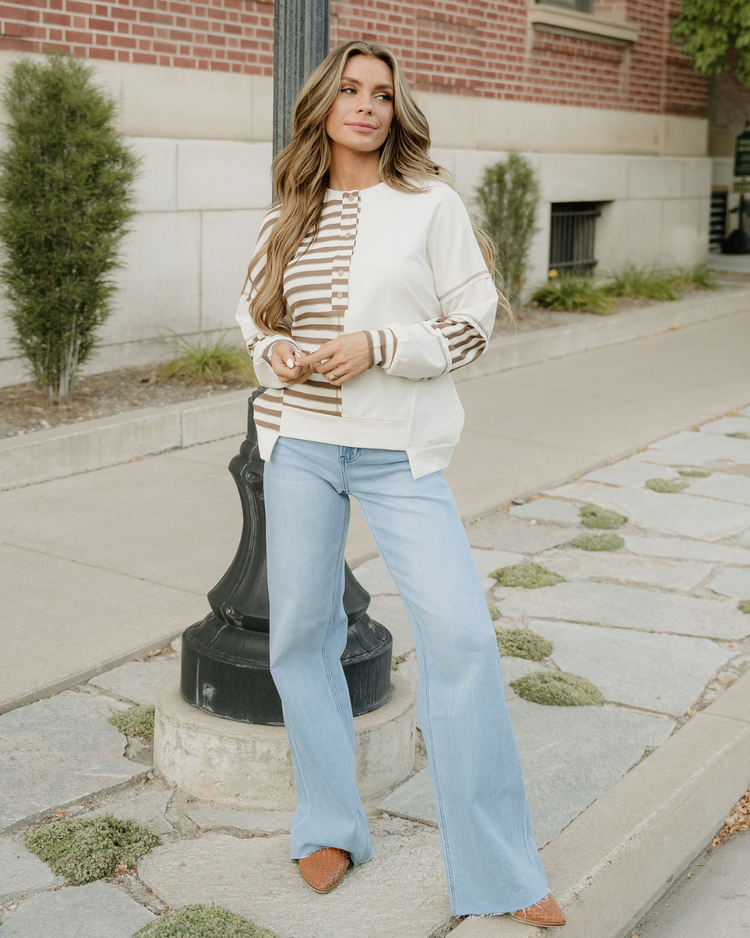 Bennie Colorblock Stripe Henley Pullover