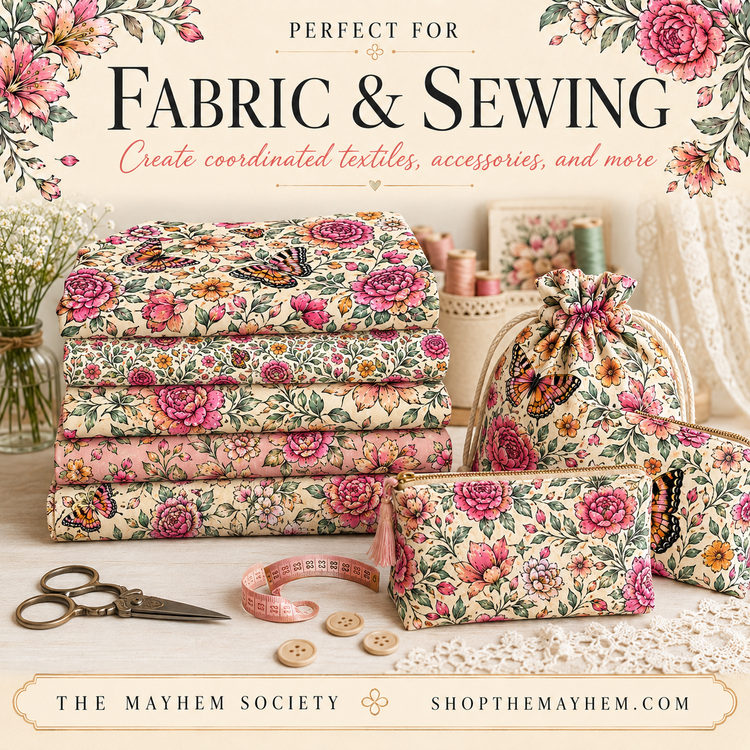 Butterfly Garden Seamless Pattern Bundle | 5 Floral Butterfly PNG Digital Patterns