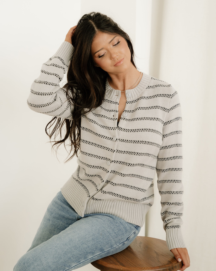 Ariana Button-Front Ribbed Short Cardigan