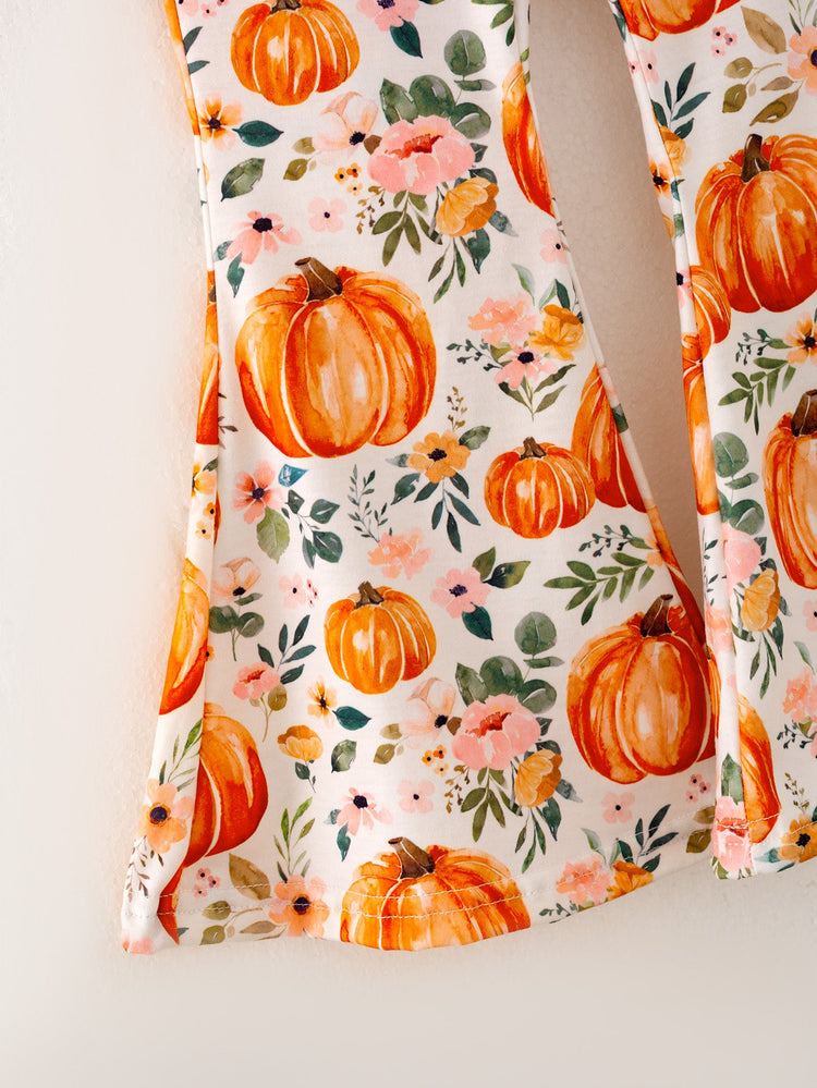 Girls Fall Pumpkin Print Set