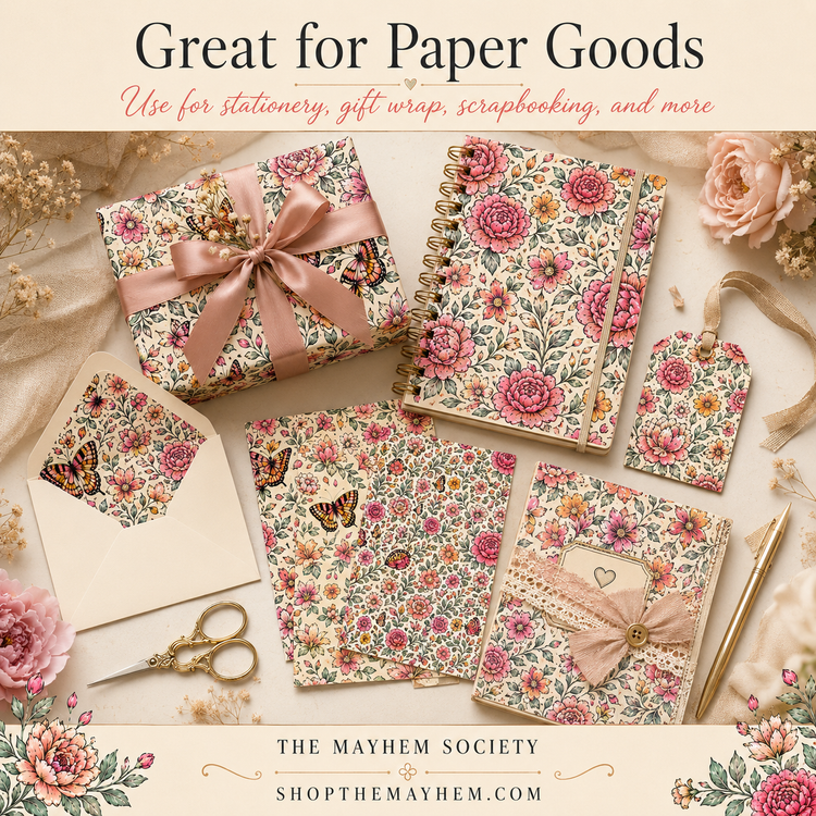 Butterfly Garden Seamless Pattern Bundle | 5 Floral Butterfly PNG Digital Patterns