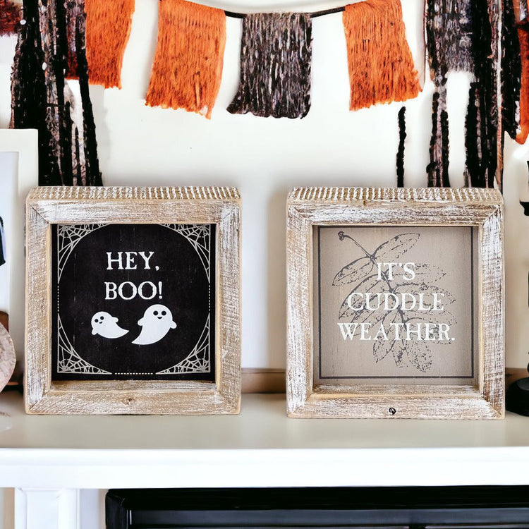 Double-Sided Fall Sign Hey Boo/It's Cuddle Weather Reversible Porch Decor