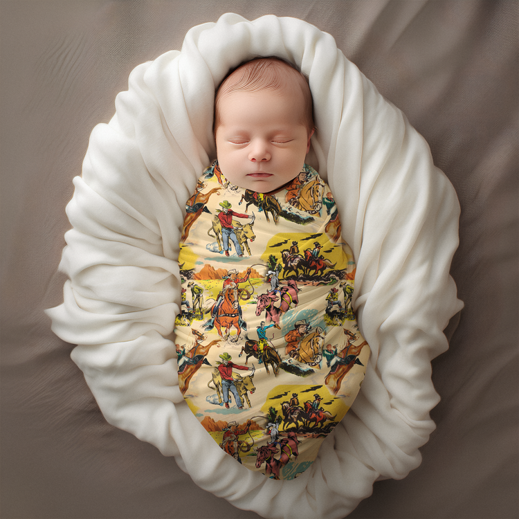Retro Western Baby Swaddle Blanket | 30" x 40"