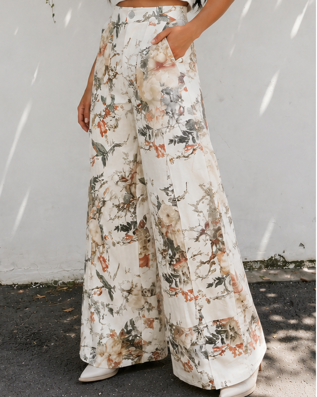 Meadow Floral High-Waist Wide-Leg Jeans