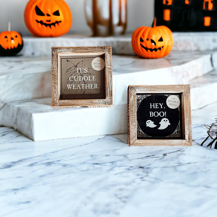Double-Sided Fall Sign Hey Boo/It's Cuddle Weather Reversible Porch Decor