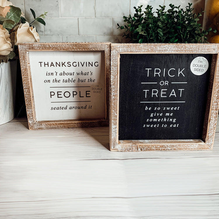 Double-Sided Halloween To Thanksgiving Reversible Porch Sign 2-in-1 Fall Decor