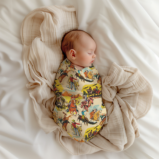 Retro Western Baby Swaddle Blanket | 30" x 40"