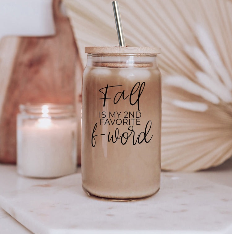 Fall 17oz Glass Tumbler With Bamboo Lid, Stainless Straws And Straw Cleaner