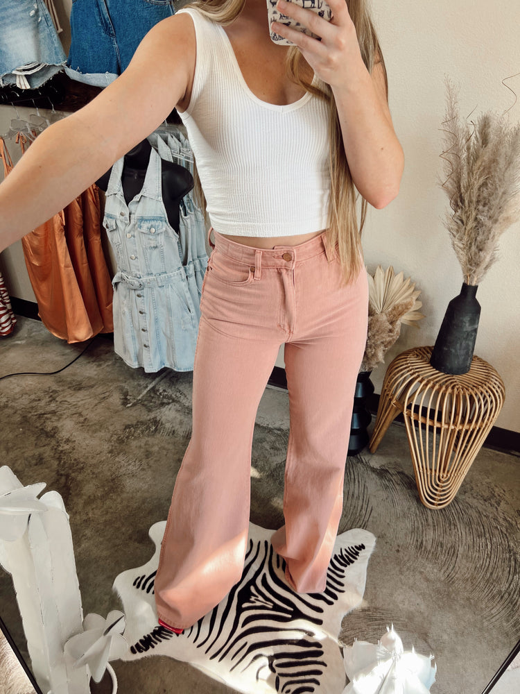 Wrangler Wanderer 622 Rose Pink Flare Jeans boutique product photo