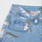 Kinsley Retro Floral Print Frayed Hem Shift Jeans