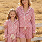 Mommy & me Autumn Check Bow Girls Lapel Pajamas