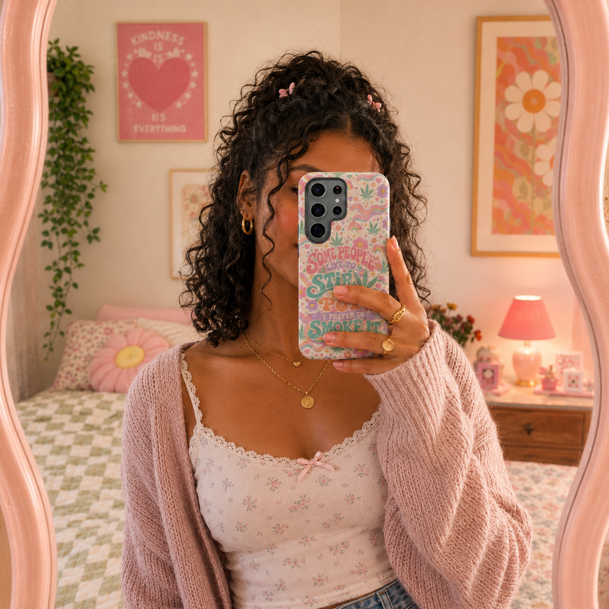 Retro Weed Phone Case | Cute Cannabis Stoner Girl Case