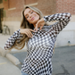 Sheer Checkered Top - Black