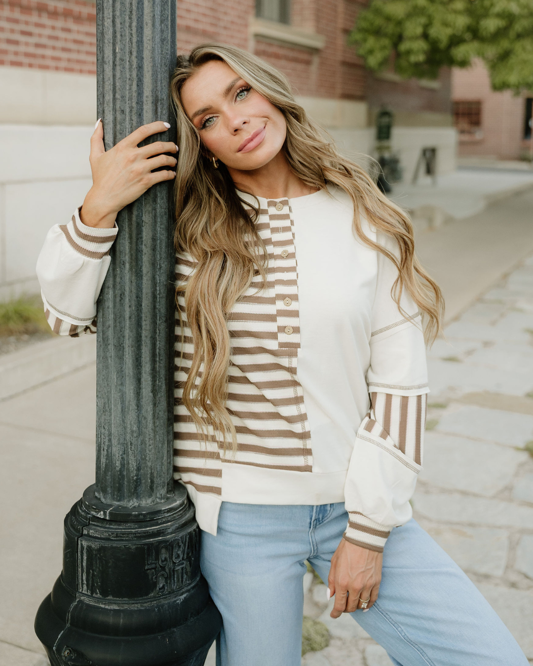 Bennie Colorblock Stripe Henley Pullover