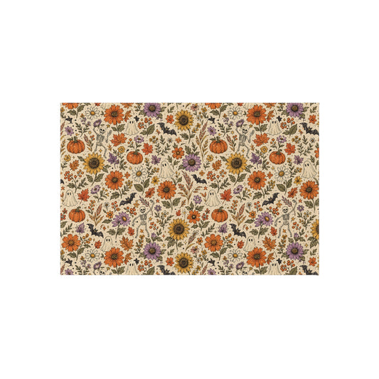 Autumn Sunflowers & Pumpkins Outdoor Rug | Fall Floral Porch Mat