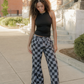 Naomi Checkered Denim Wide Leg Jeans