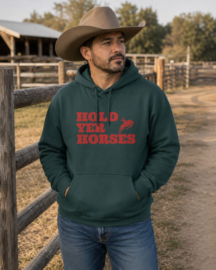 Hold Yer Horses hoodie | Western rodeo graphic sweatshirt