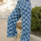 Naomi Checkered Denim Wide Leg Jeans