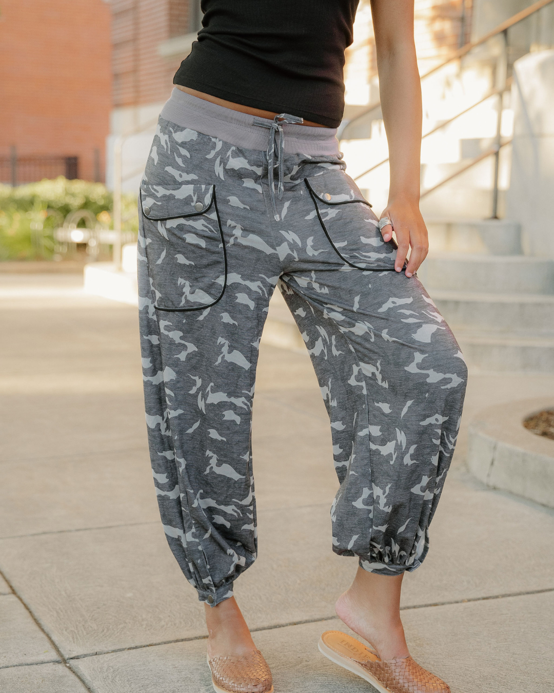 Camo Drawstring Jogger Pants