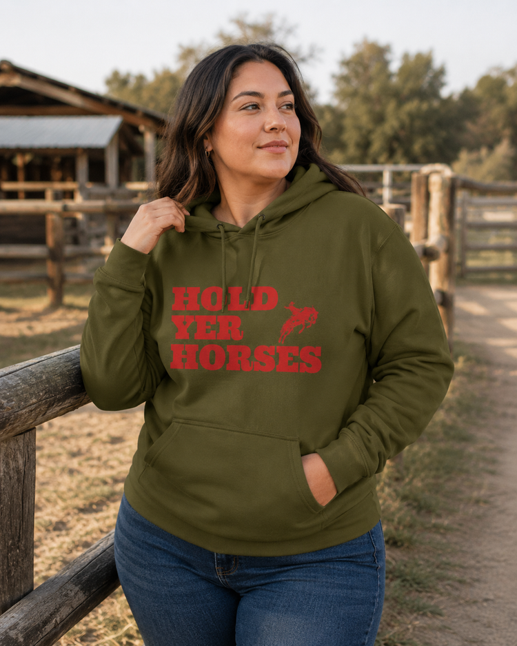 Hold Yer Horses hoodie | Western rodeo graphic sweatshirt