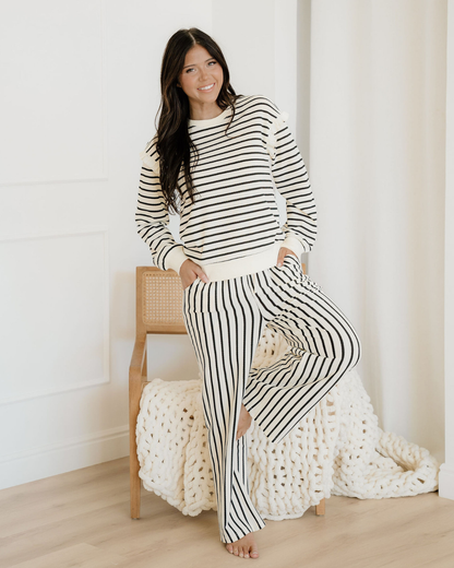 Talia Ruffle Trim Drop Shoulder Top Drawstring Loose Pant Set