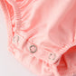 Girls Horse Smocking Embroidered Coral Romper