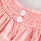 Girls Horse Smocking Embroidered Coral Romper