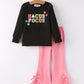 Halloween Black Top + Pink Bell Bottoms