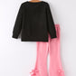 Halloween Black Top + Pink Bell Bottoms