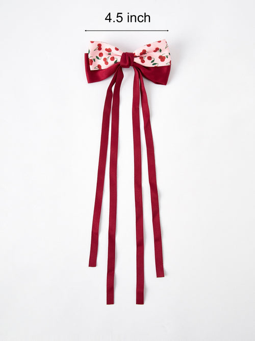 Cherry Bow Ribbon 4.5 Inch Hairpin