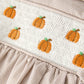 Fall Thanksgiving Pumpkin Embroidery Smock Plaid Girls Dress