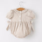 Fall Halloween & Thanksgiving Pumpkin Embroidery Smock Plaid Baby Girl Romper