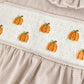 Fall Halloween & Thanksgiving Pumpkin Embroidery Smock Plaid Baby Girl Romper