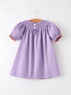 Purple Halloween Smock Embroidery Baby Girl Dress