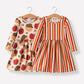 2 Piece Thanksgiving Pumpkin Stripe Print Girls Dress Set
