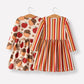 2 Piece Thanksgiving Pumpkin Stripe Print Girls Dress Set