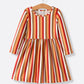 2 Piece Thanksgiving Pumpkin Stripe Print Girls Dress Set