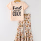 Girls Letter Print Top + Floral Pattern Pants