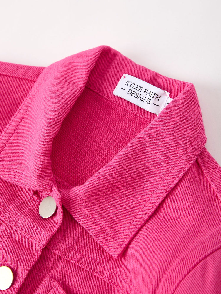 Hot Pink Fall Girls Denim Top