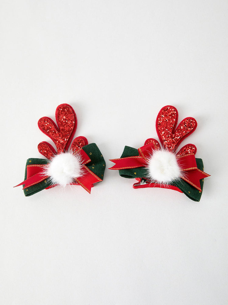 Christmas Elk Pom Pom Girls Hair Clip