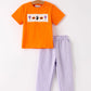 Fall Halloween Purple Balloon Pumpkin Cat Smock Embroidery Boy Set